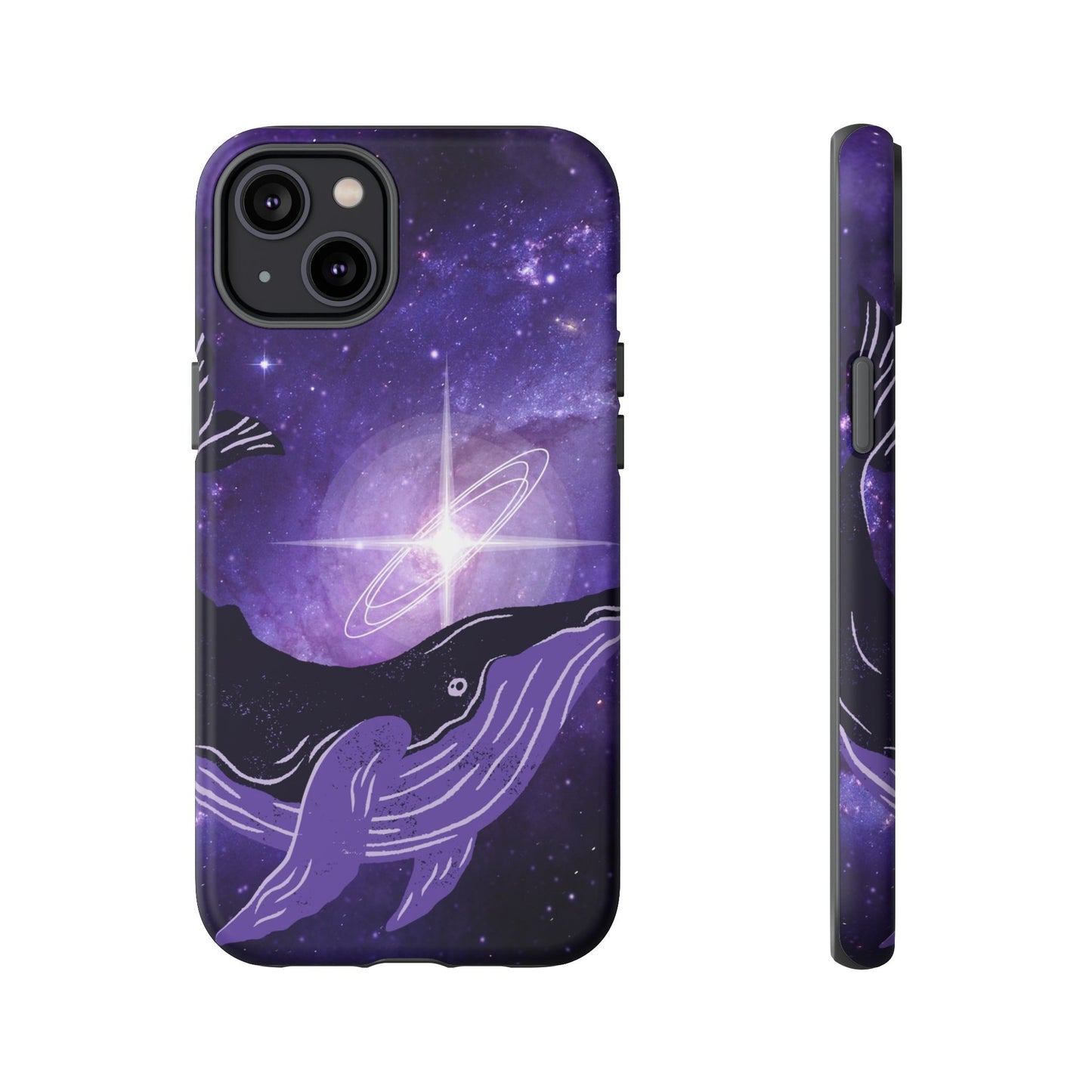 Purple Whale in Outer Space Phone Case