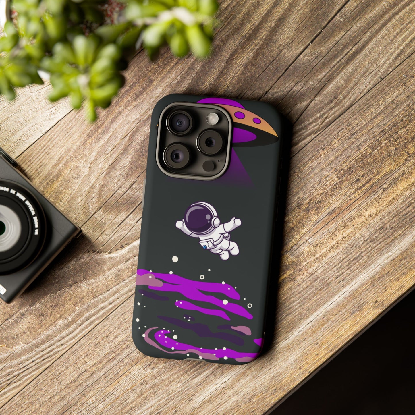 Black and Purple Minimalist Modern Space Phone Case