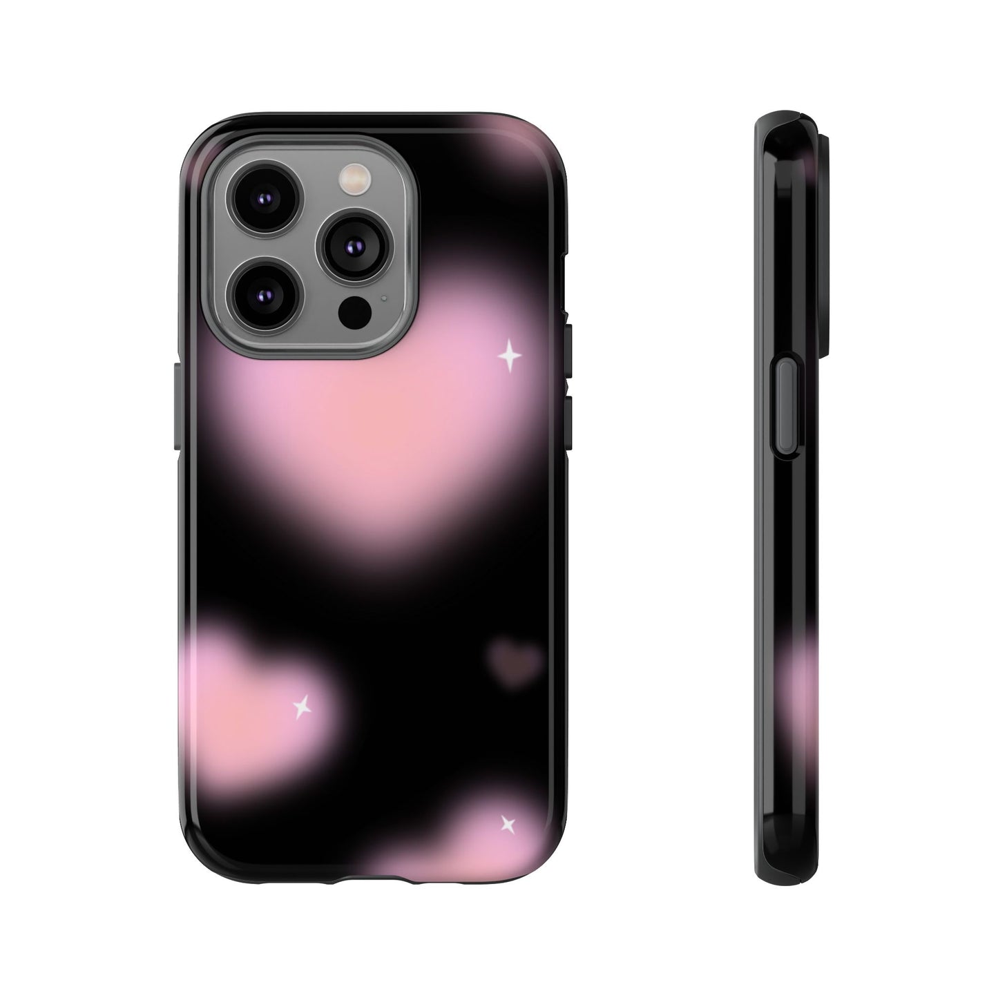 Black and Pink Blurry Heart Phone Case