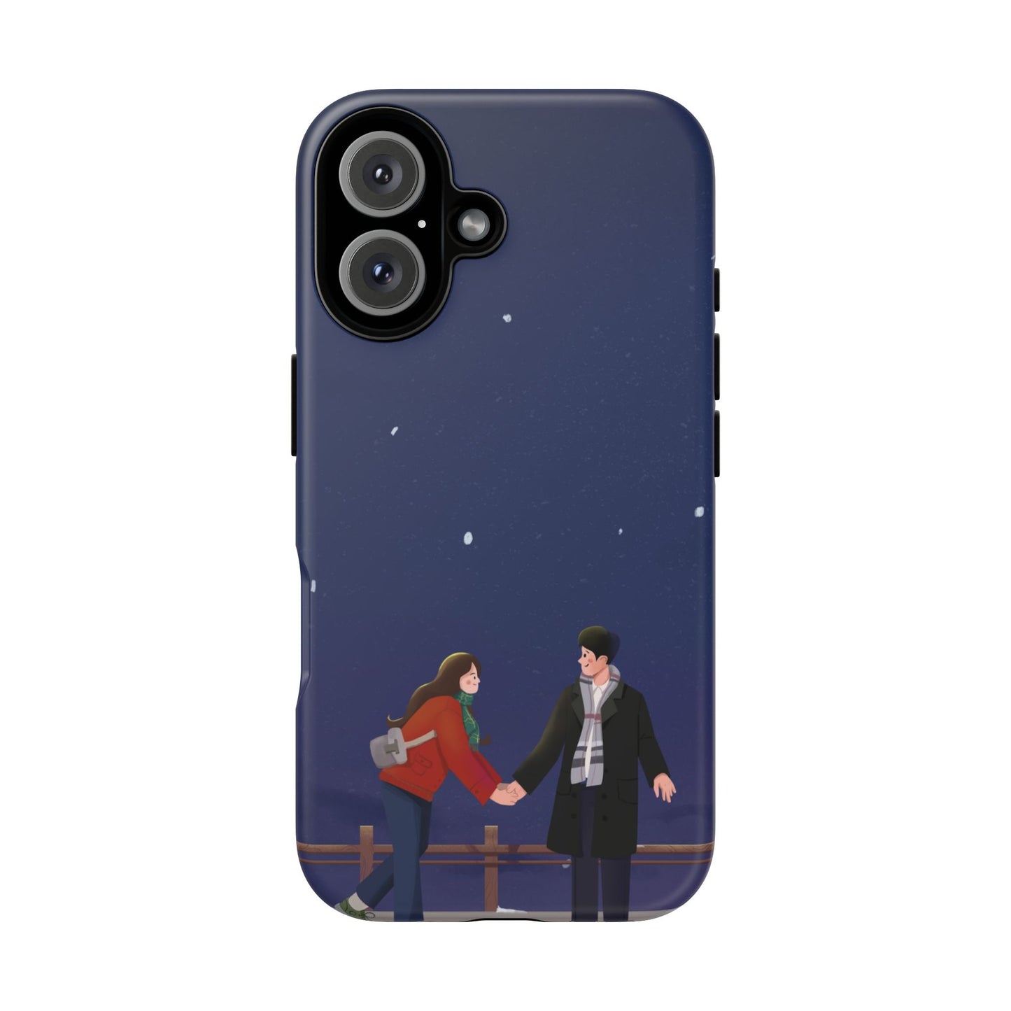Blue Illustrated Couple and Night Sky Phone Case