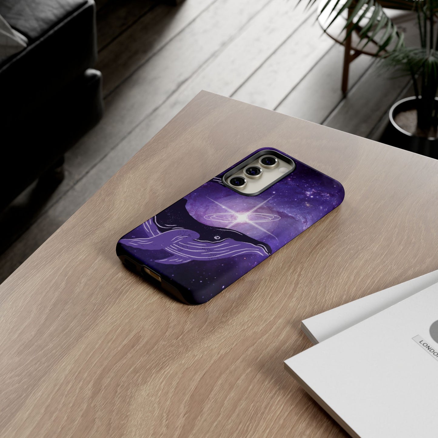 Purple Whale in Outer Space Phone Case