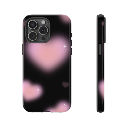 Black and Pink Blurry Heart Phone Case