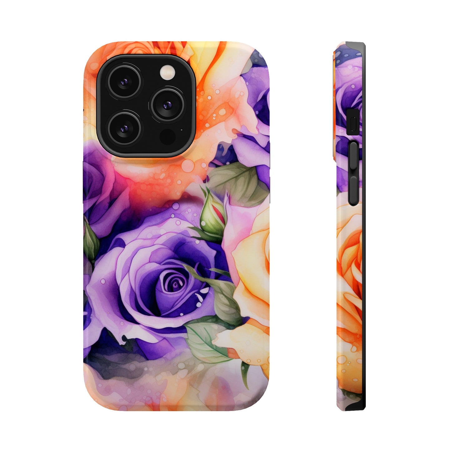 Vibrant Purple and Gold Floral Pattern Magnetic iPhone Case