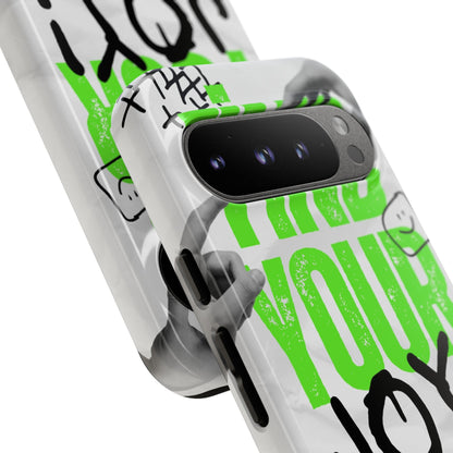 White Green Grunge Find Your Joy Phone Case