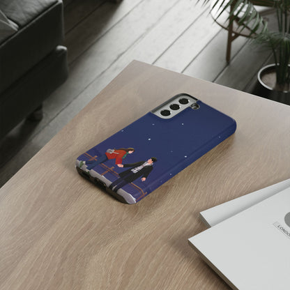Blue Illustrated Couple and Night Sky Phone Case