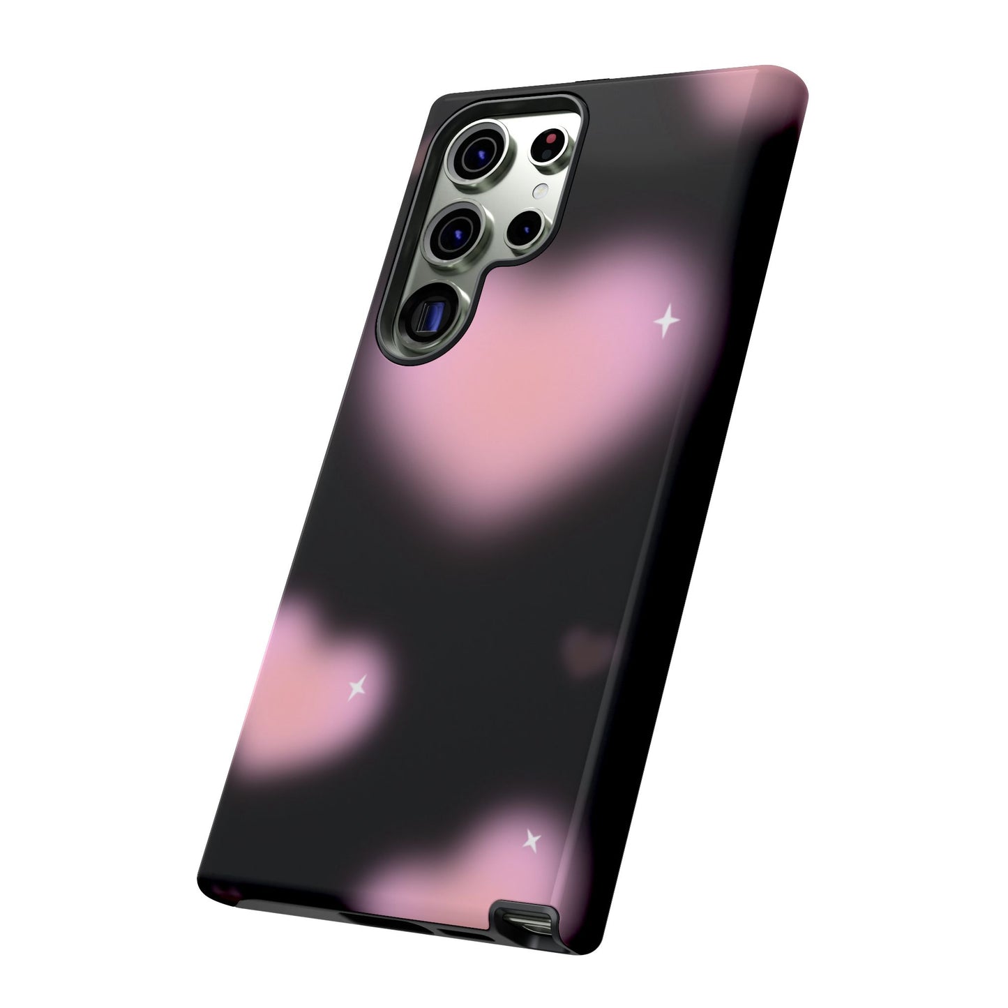 Black and Pink Blurry Heart Phone Case