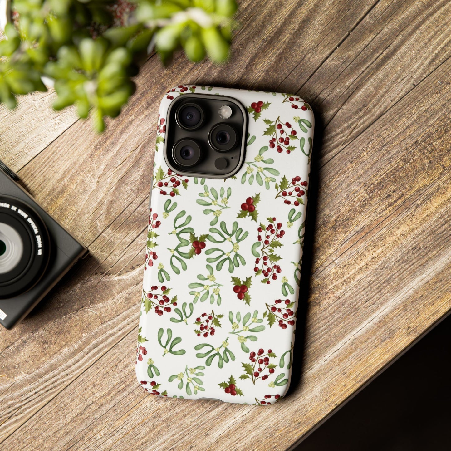 Red Green Watercolor Chriatmas Phone Case