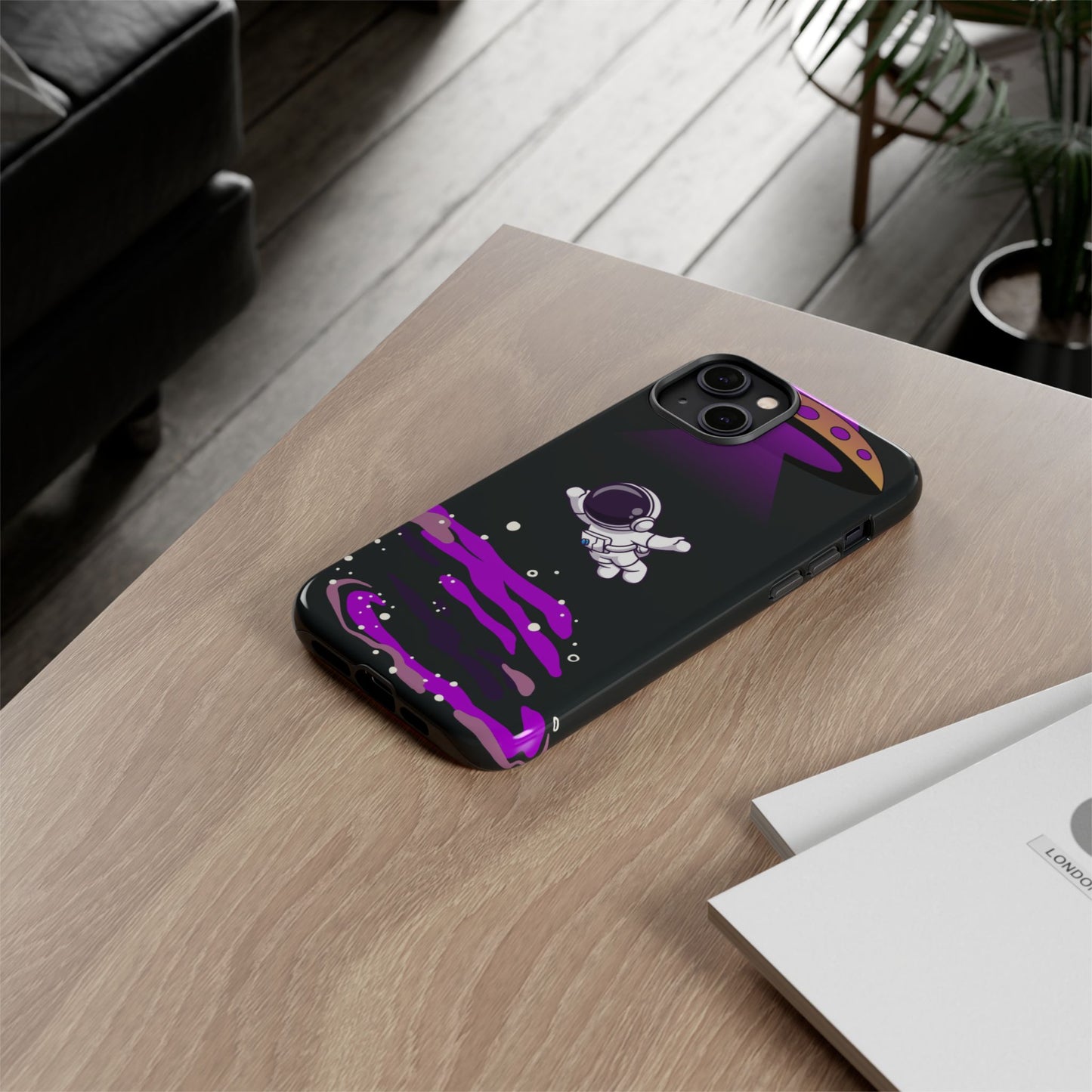 Black and Purple Minimalist Modern Space Phone Case