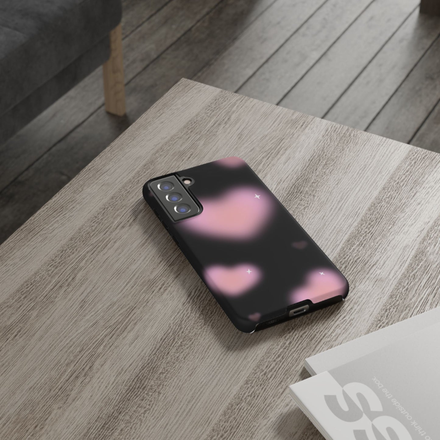Black and Pink Blurry Heart Phone Case