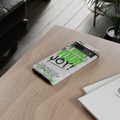 White Green Grunge Find Your Joy Phone Case