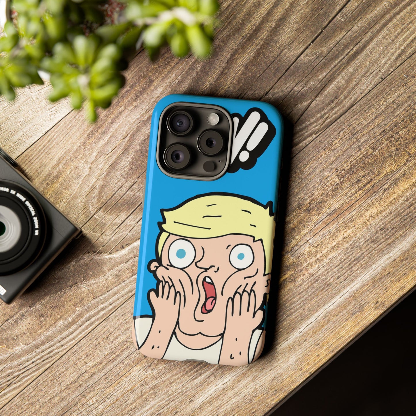 Blue Illustrated Shocked Man Phone Case