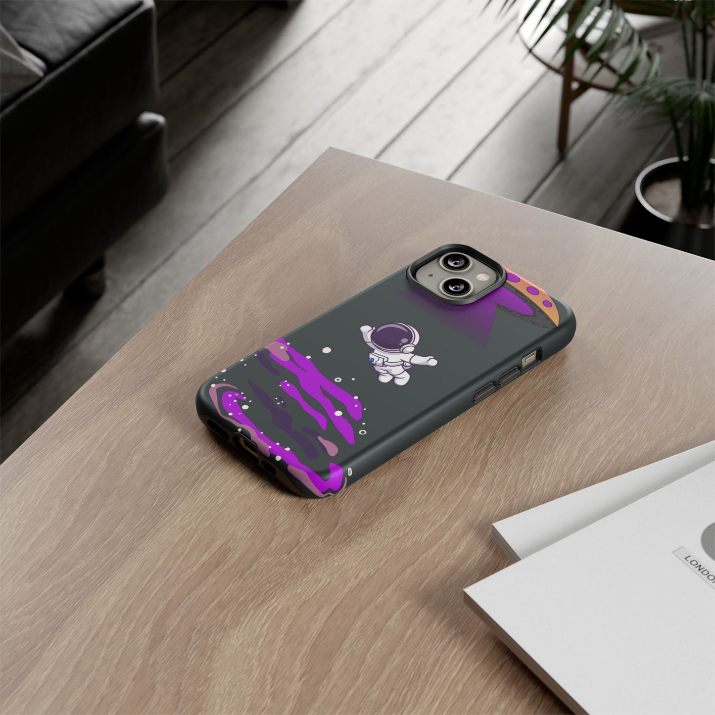 Black and Purple Minimalist Modern Space Phone Case