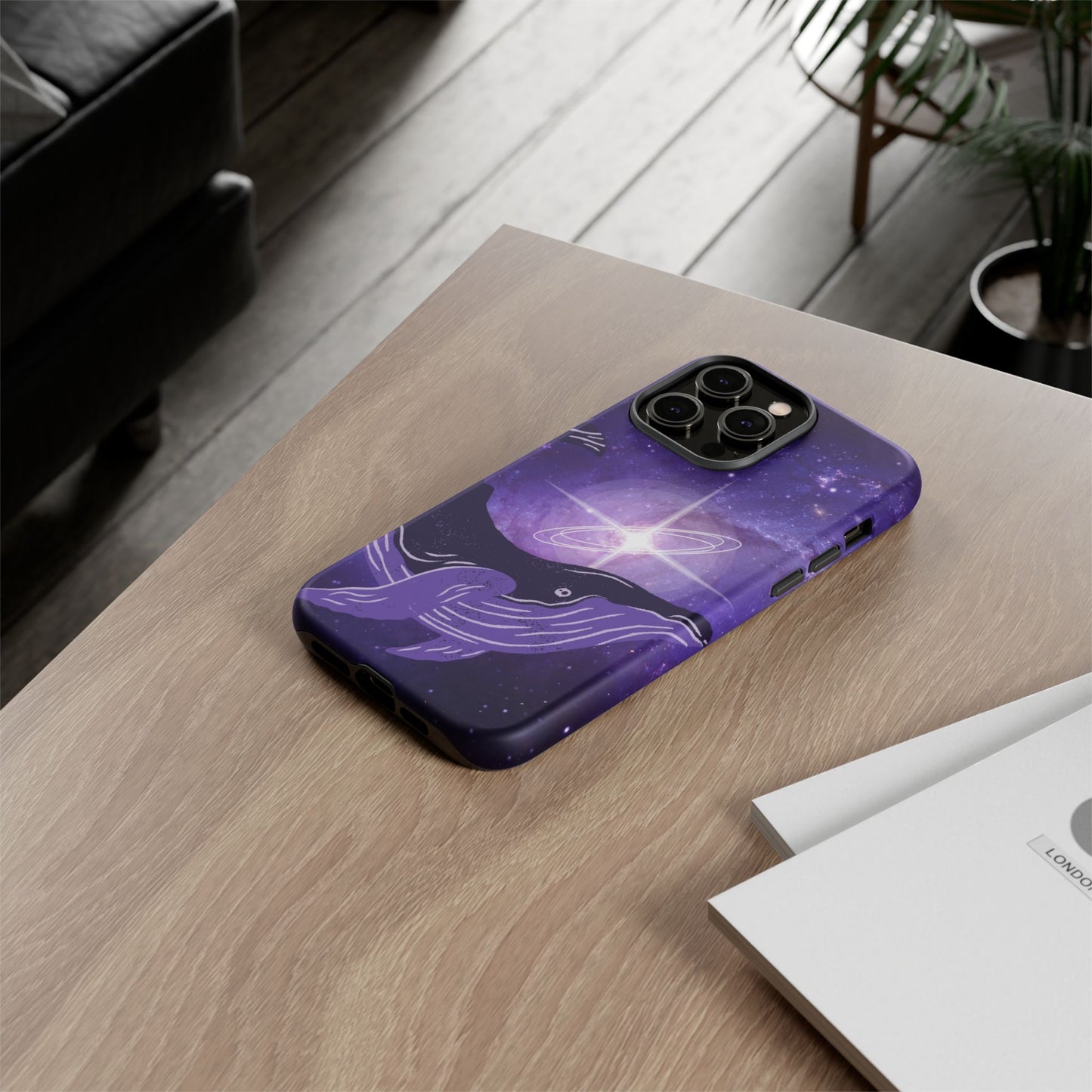 Purple Whale in Outer Space Phone Case