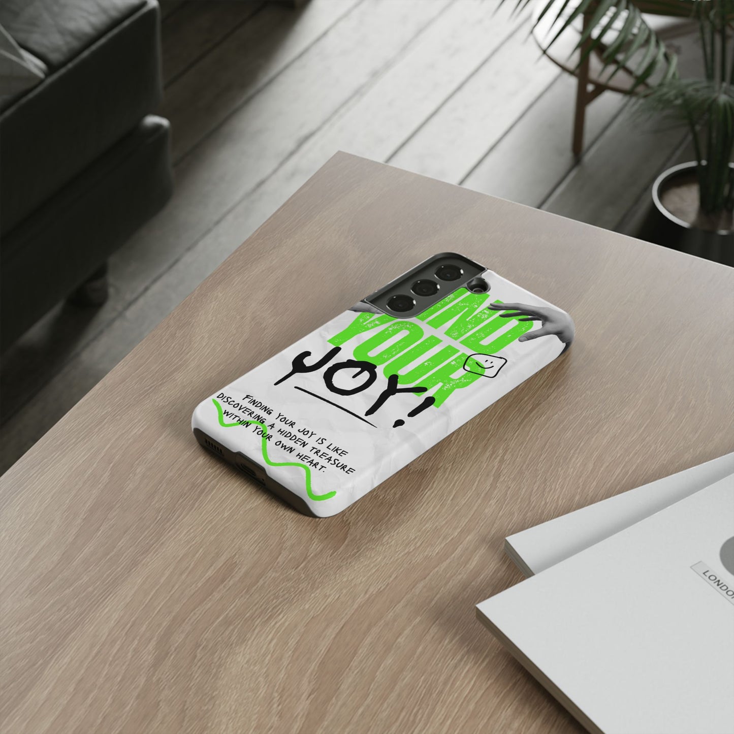 White Green Grunge Find Your Joy Phone Case