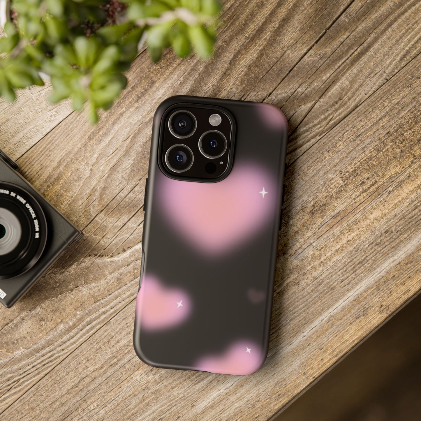 Black and Pink Blurry Heart Phone Case