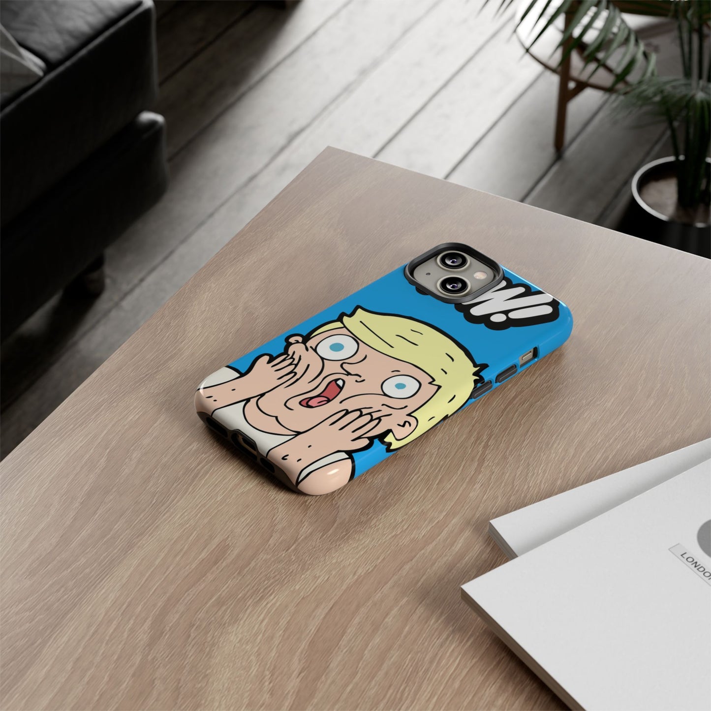 Blue Illustrated Shocked Man Phone Case