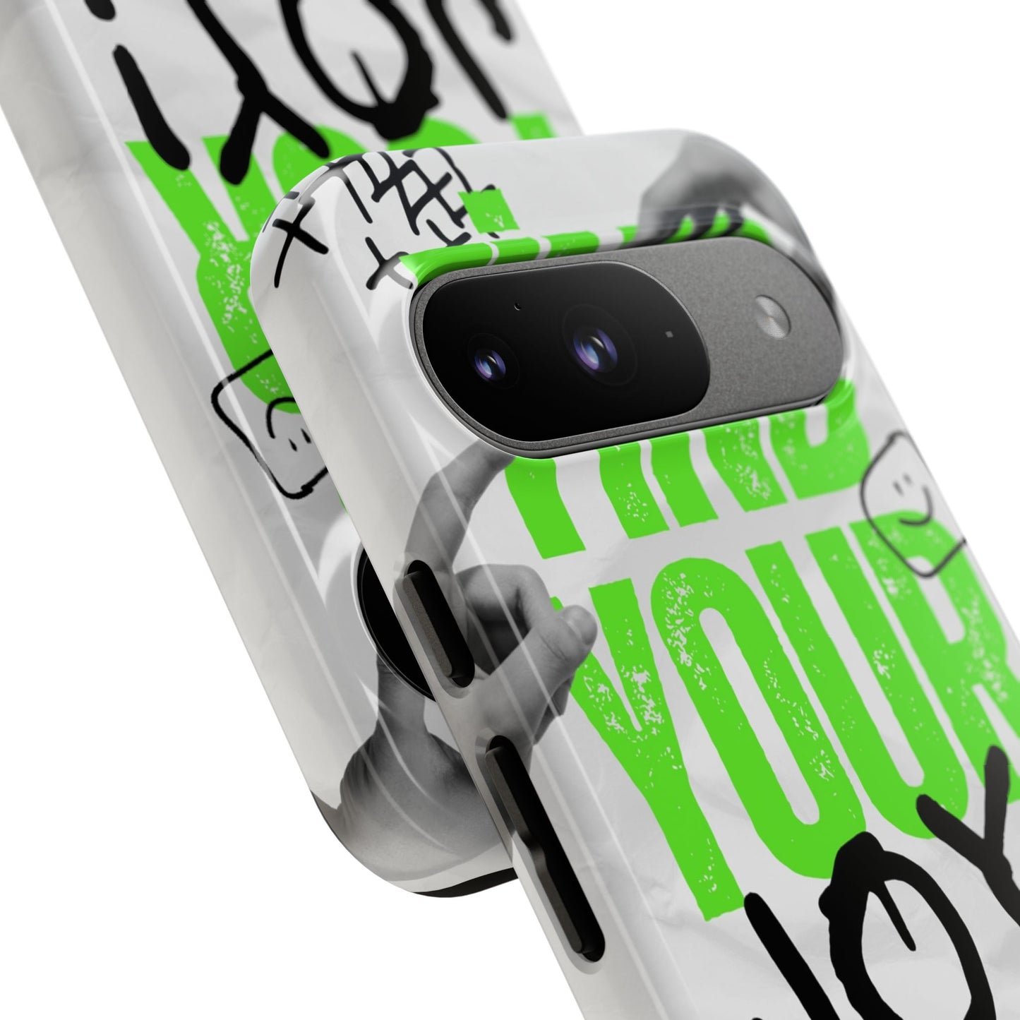 White Green Grunge Find Your Joy Phone Case