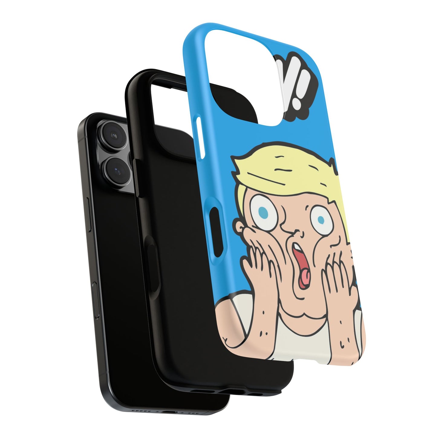 Blue Illustrated Shocked Man Phone Case