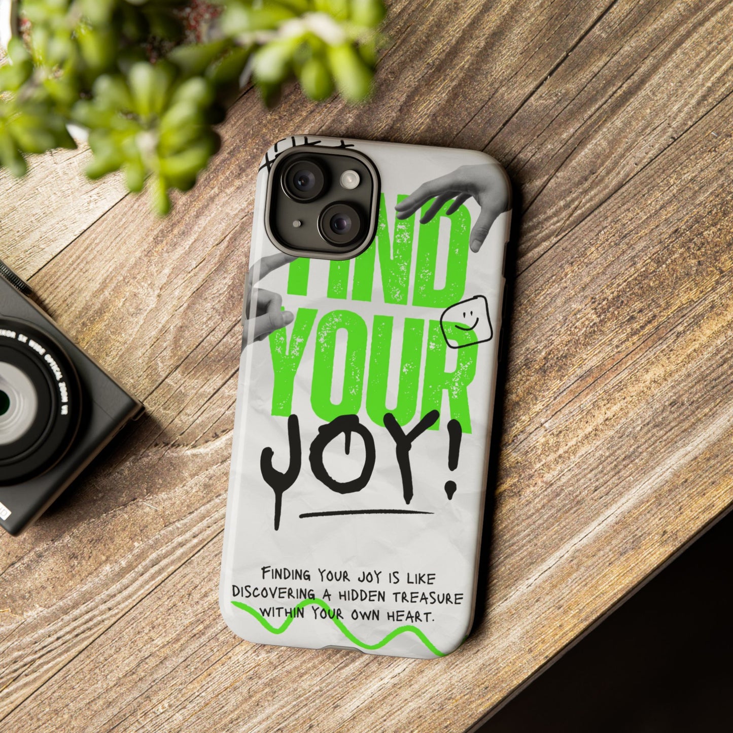 White Green Grunge Find Your Joy Phone Case