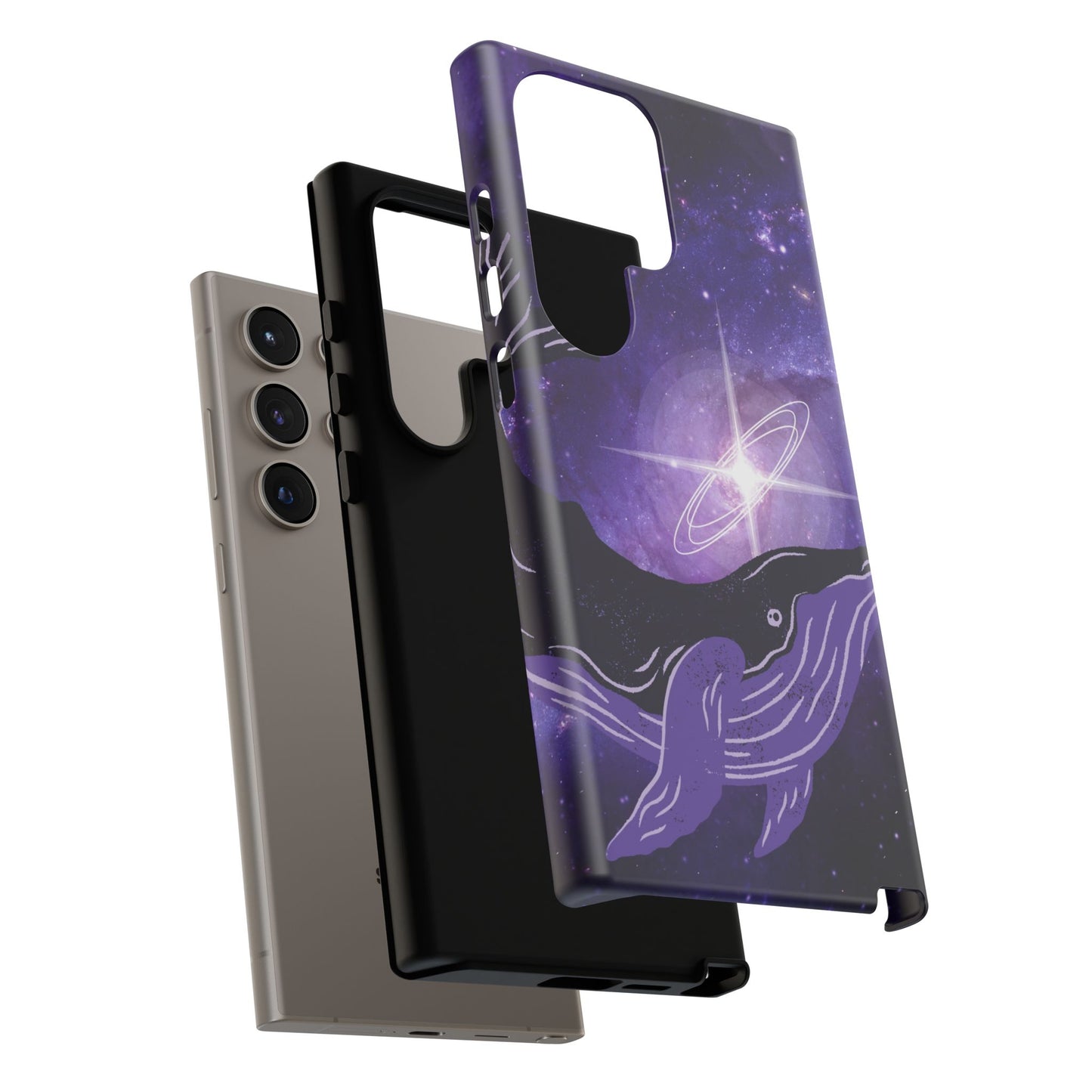 Purple Whale in Outer Space Phone Case