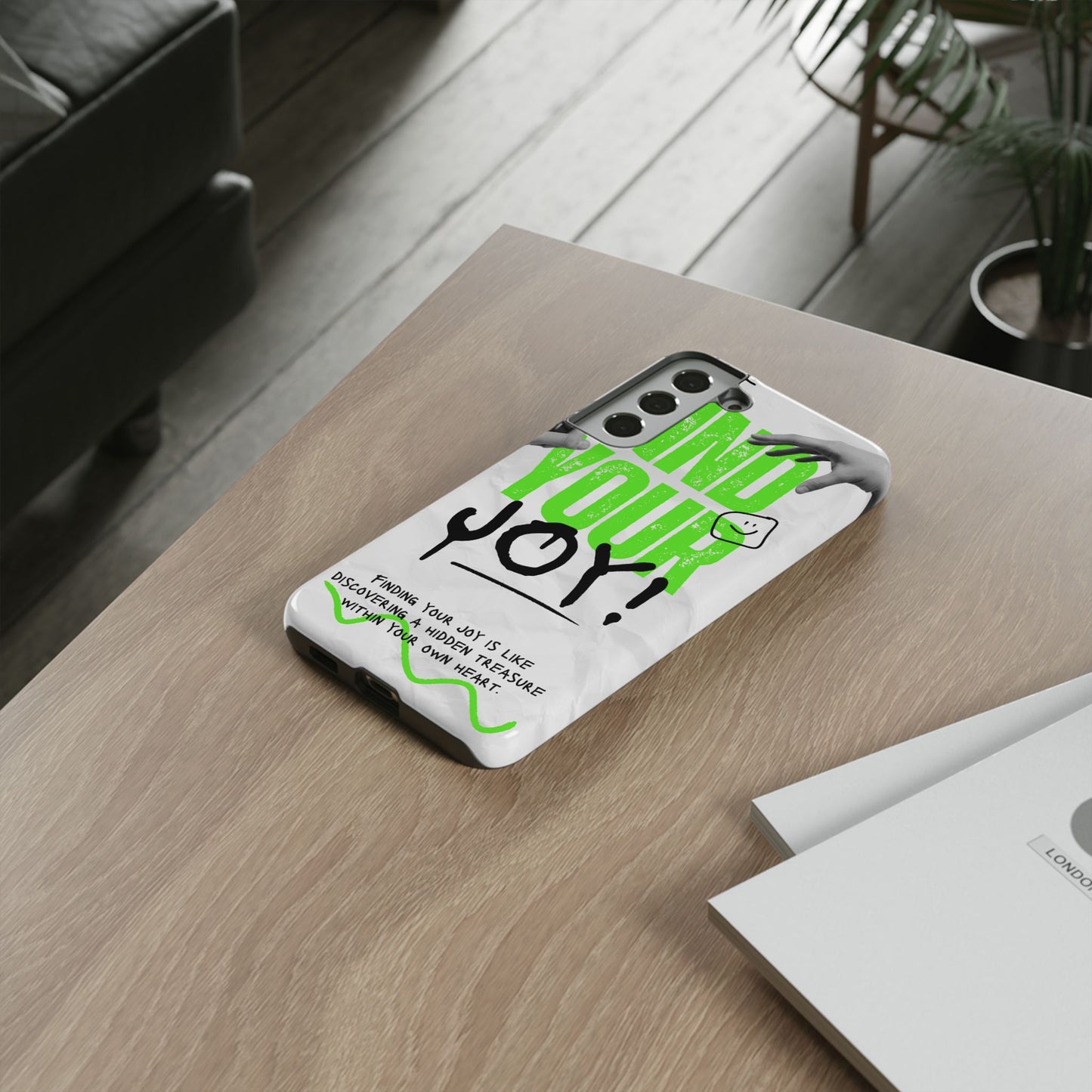 White Green Grunge Find Your Joy Phone Case