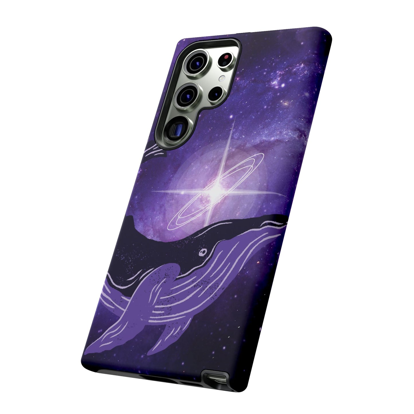 Purple Whale in Outer Space Phone Case