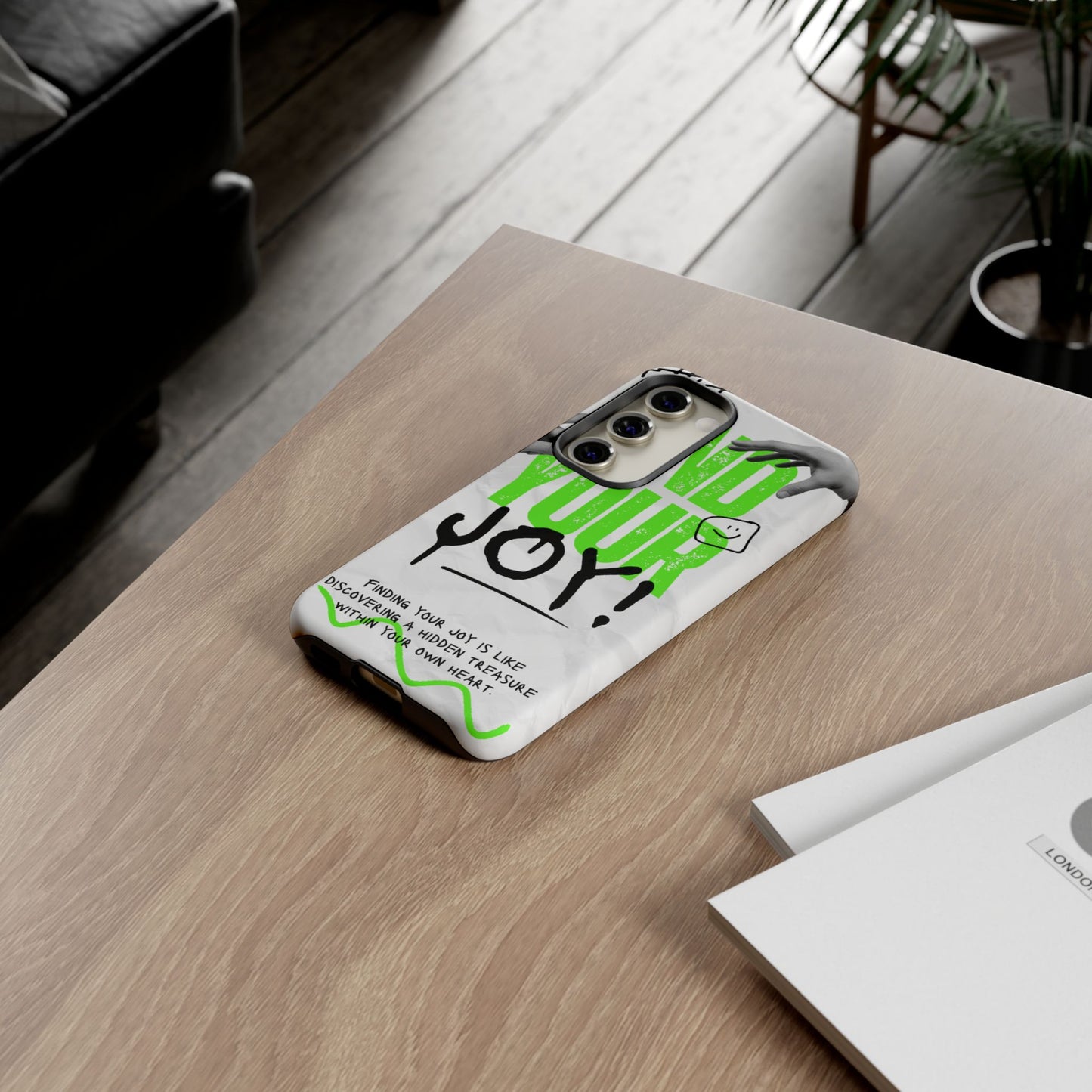 White Green Grunge Find Your Joy Phone Case