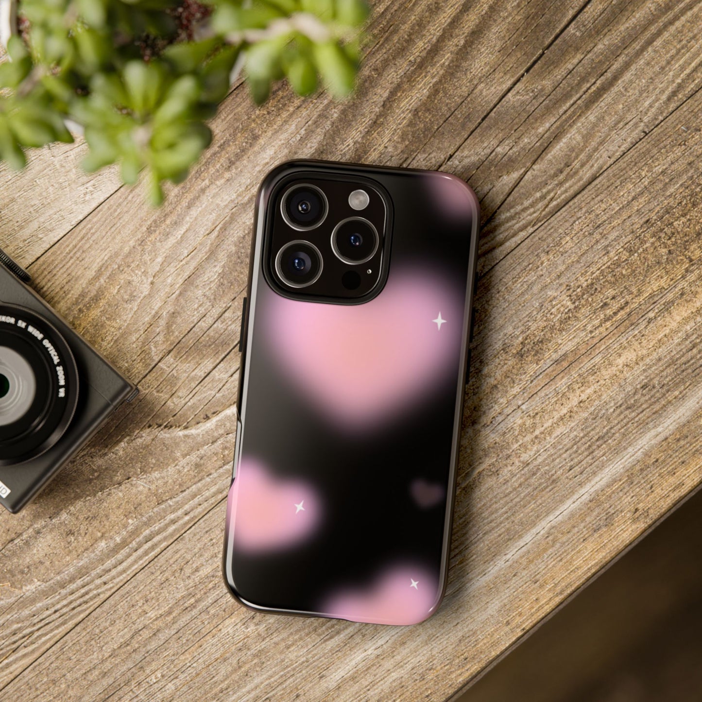 Black and Pink Blurry Heart Phone Case