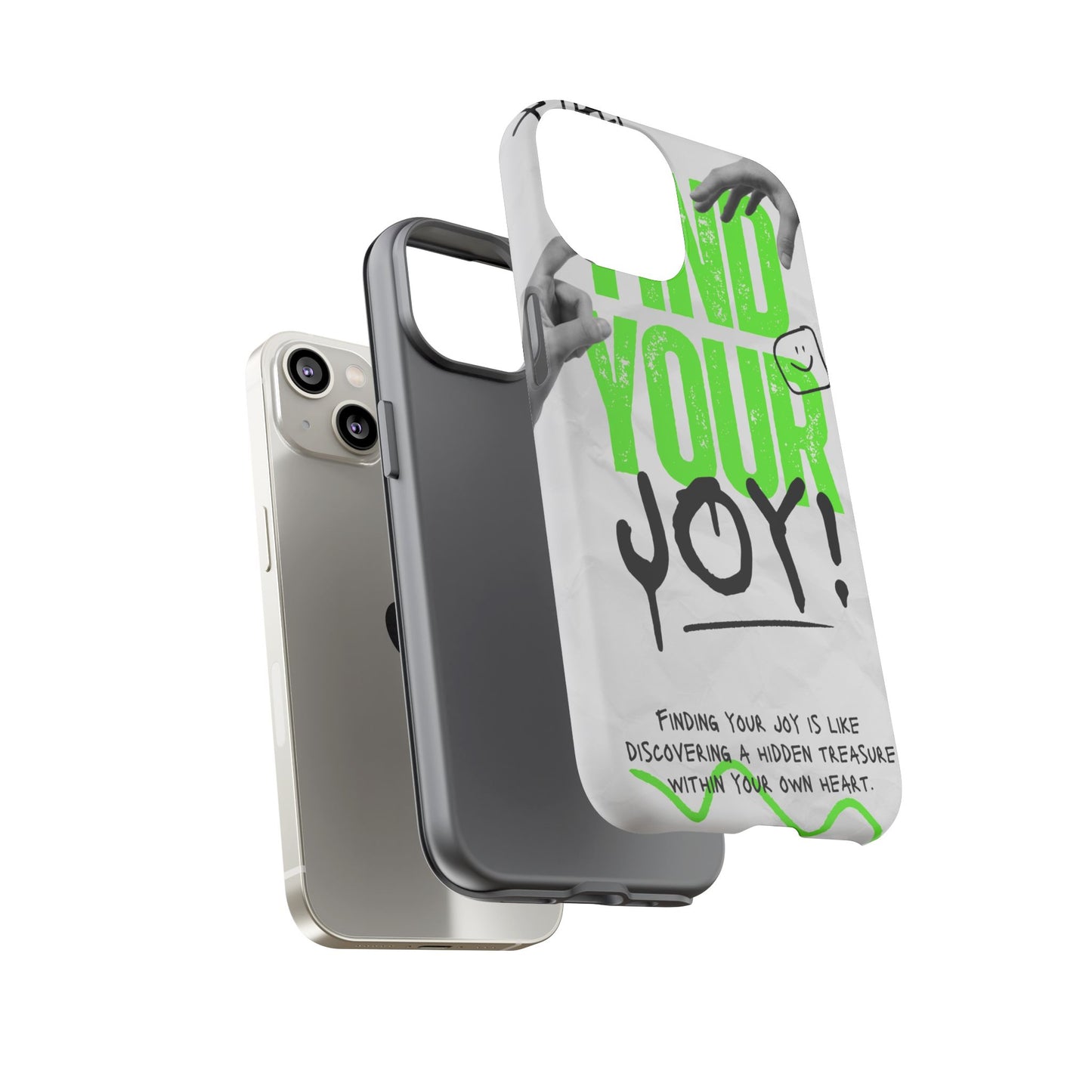 White Green Grunge Find Your Joy Phone Case