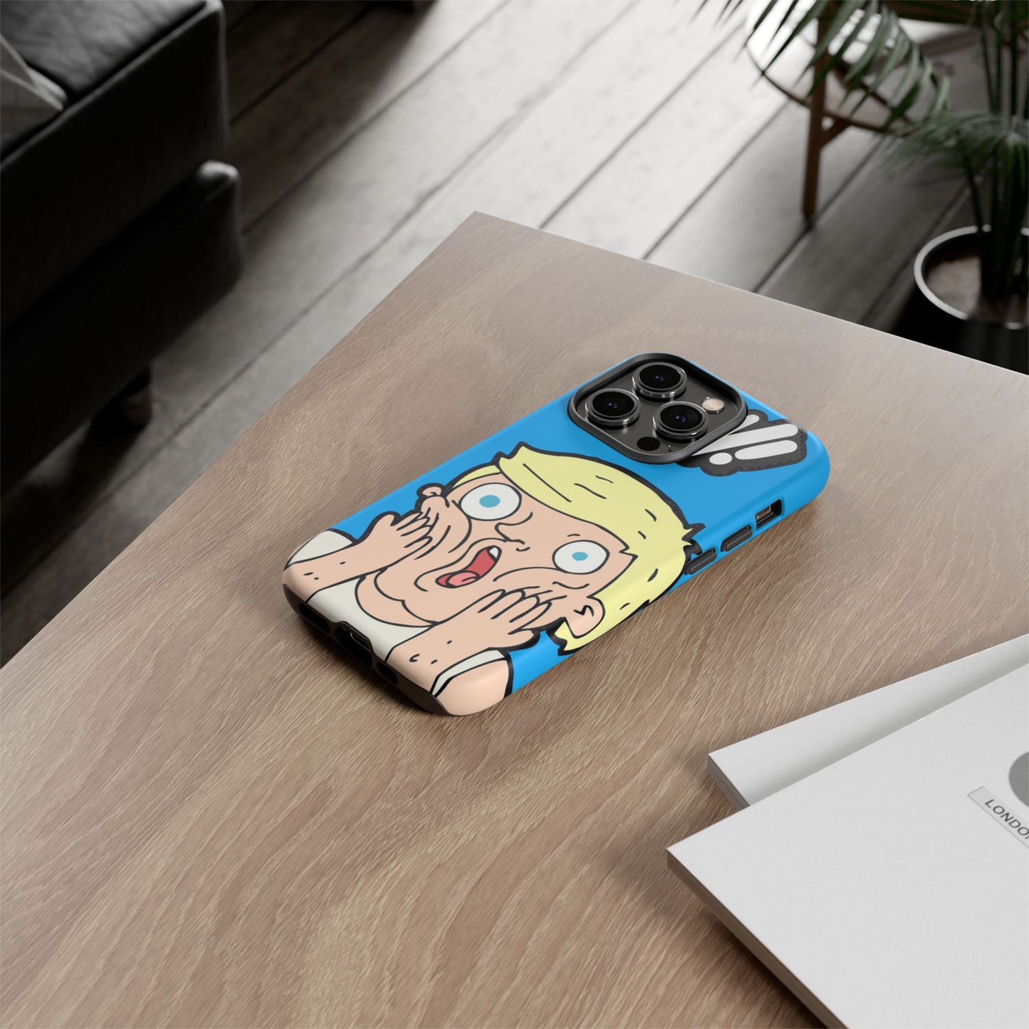 Blue Illustrated Shocked Man Phone Case