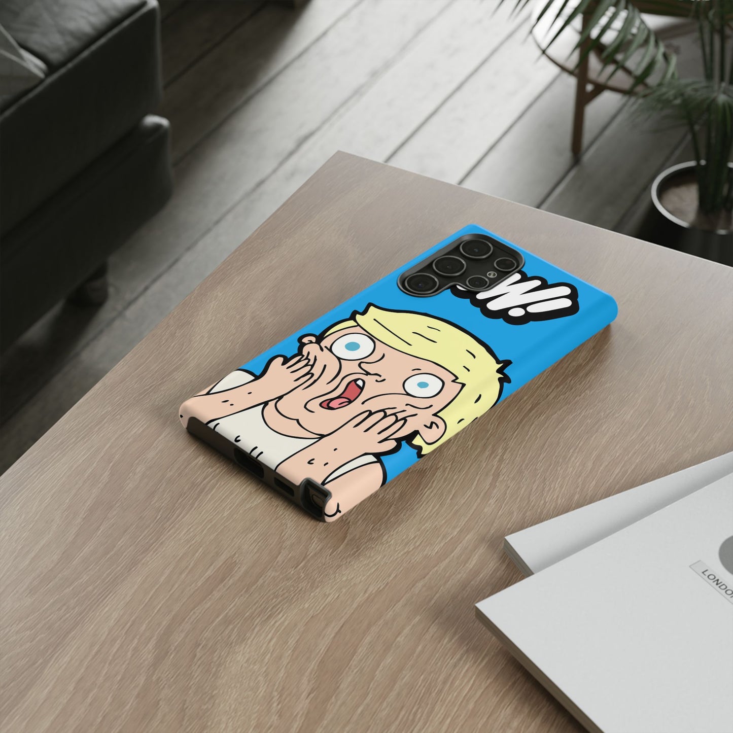 Blue Illustrated Shocked Man Phone Case