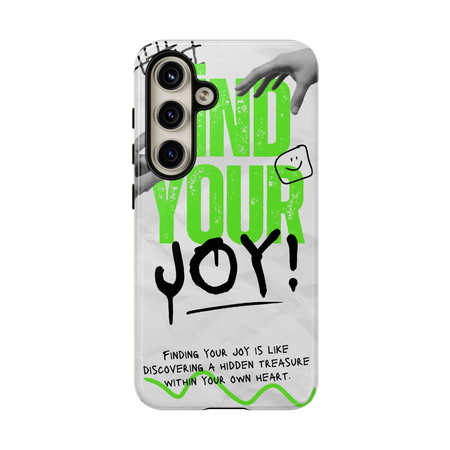 White Green Grunge Find Your Joy Phone Case