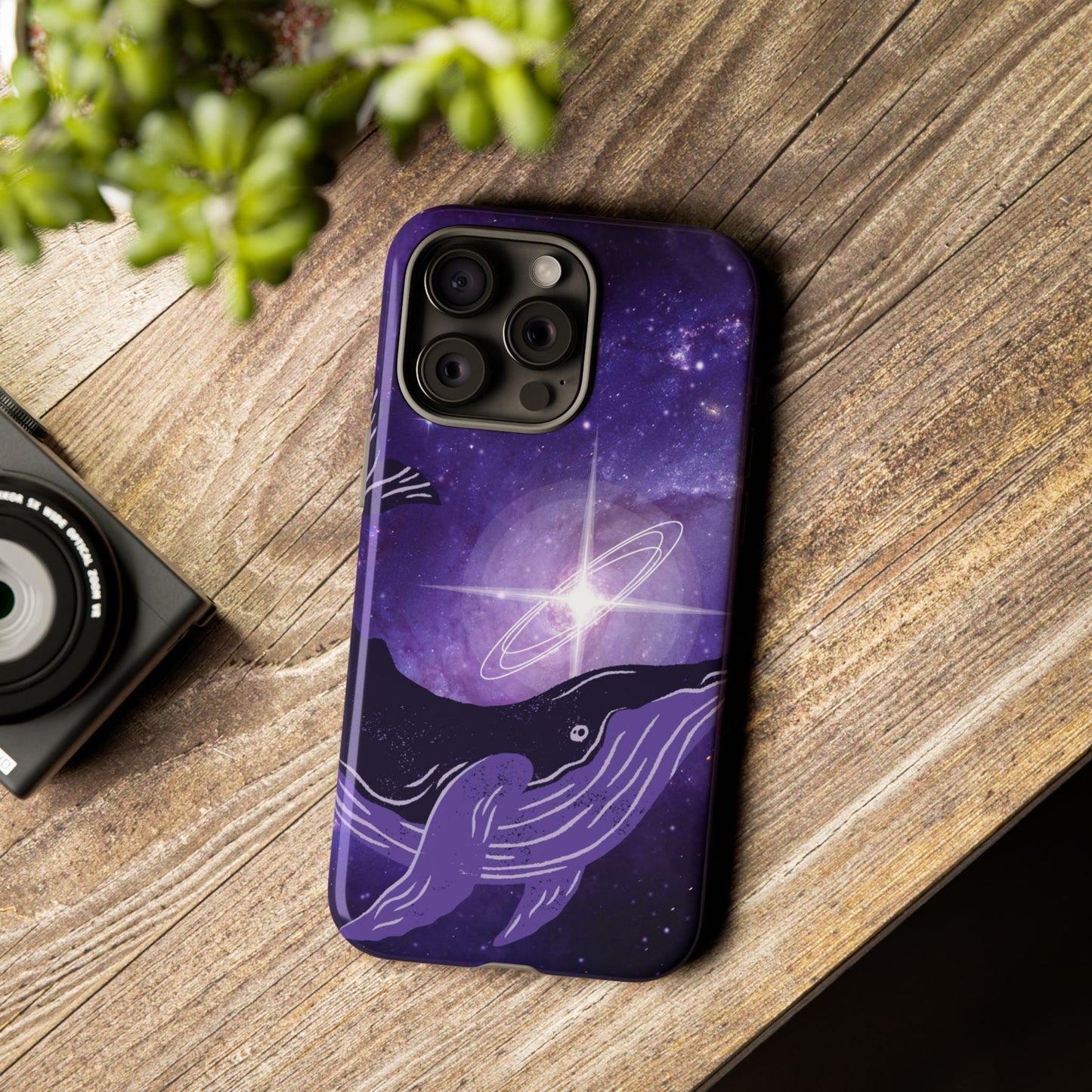 Purple Whale in Outer Space Phone Case