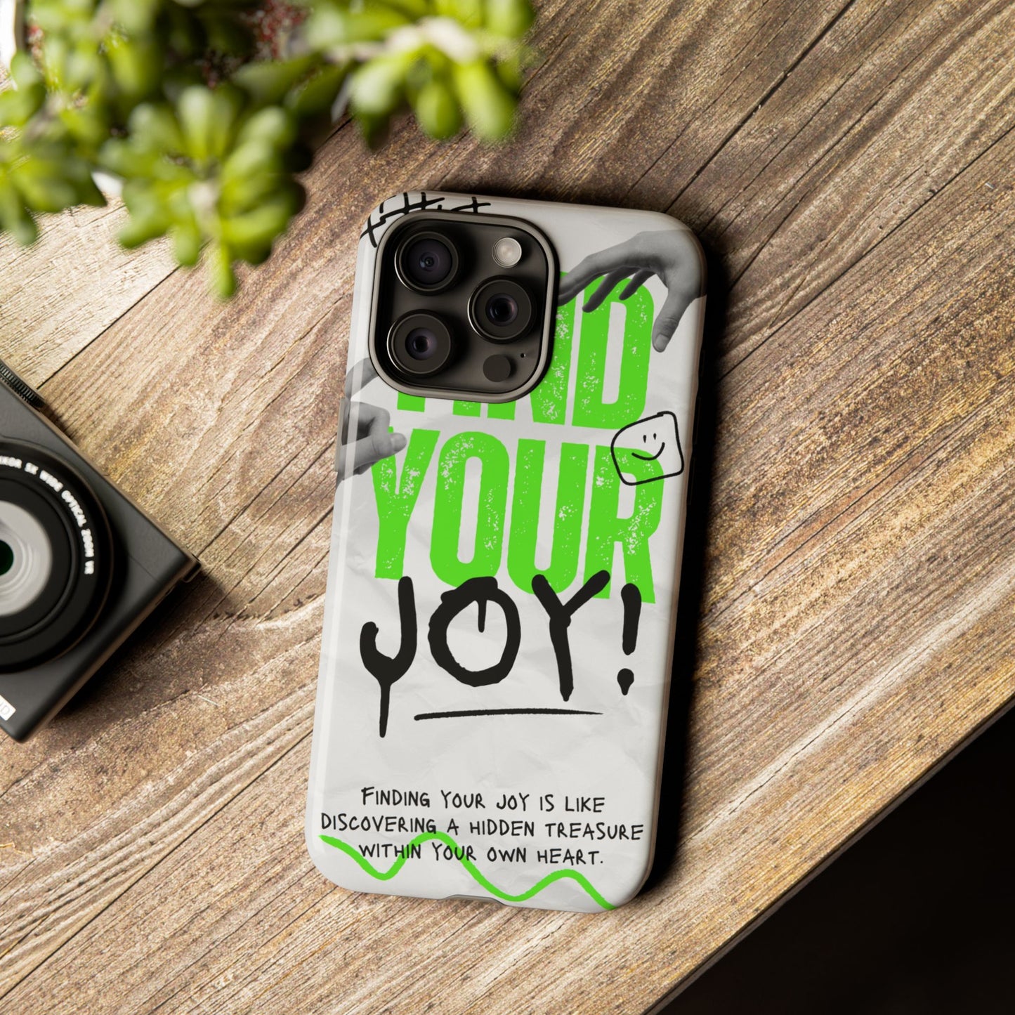White Green Grunge Find Your Joy Phone Case