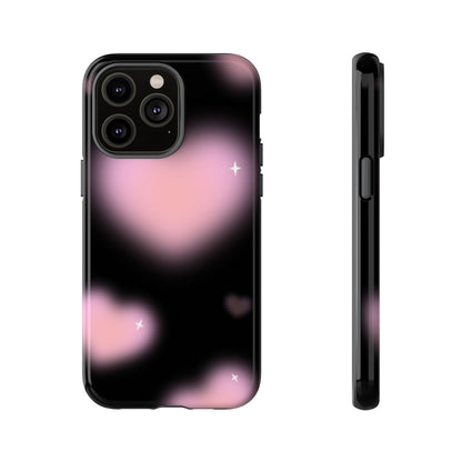 Black and Pink Blurry Heart Phone Case