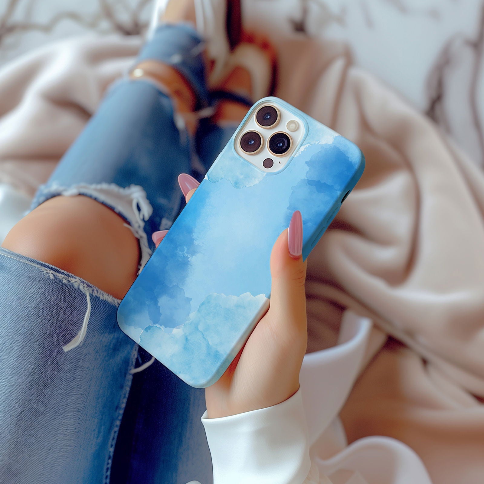 Abstract Blue Watercolor Magsafe iPhone Case - Techy Treasures -  
