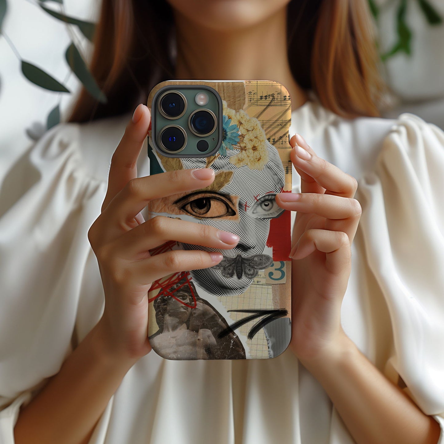 Abstract Collage Face Magsafe iPhone Case - Techy Treasures - Mobile Phone Cases 