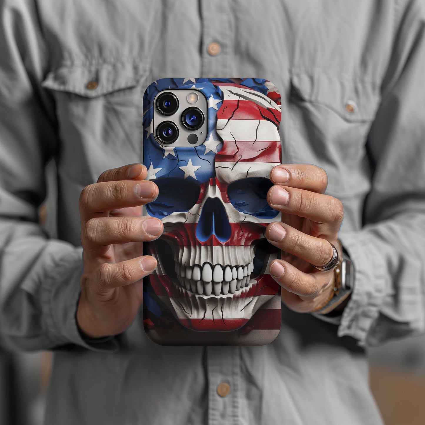 American Flag Skull Magsafe iPhone Tough Case - Techy Treasures -  