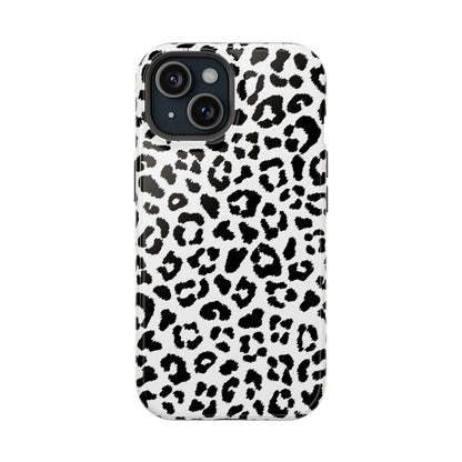 Black Meow Leopard Print Magsafe iPhone Case - Techy Treasures - Mobile Phone Cases 