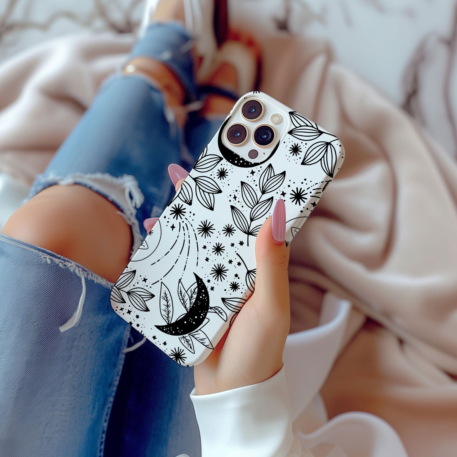 Black White Celestial Magsafe iPhone Case - Techy Treasures -  