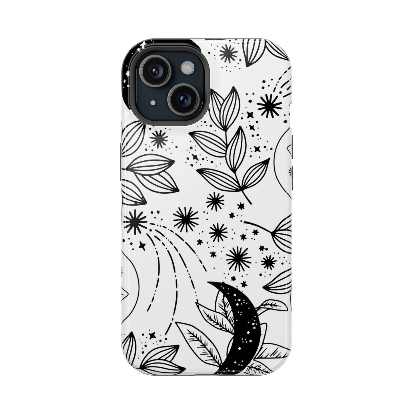 Black White Celestial Magsafe iPhone Case - Techy Treasures - Mobile Phone Cases 