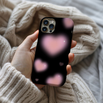 Black and Pink Blurry Hearts Magsafe iPhone Case - Techy Treasures -  