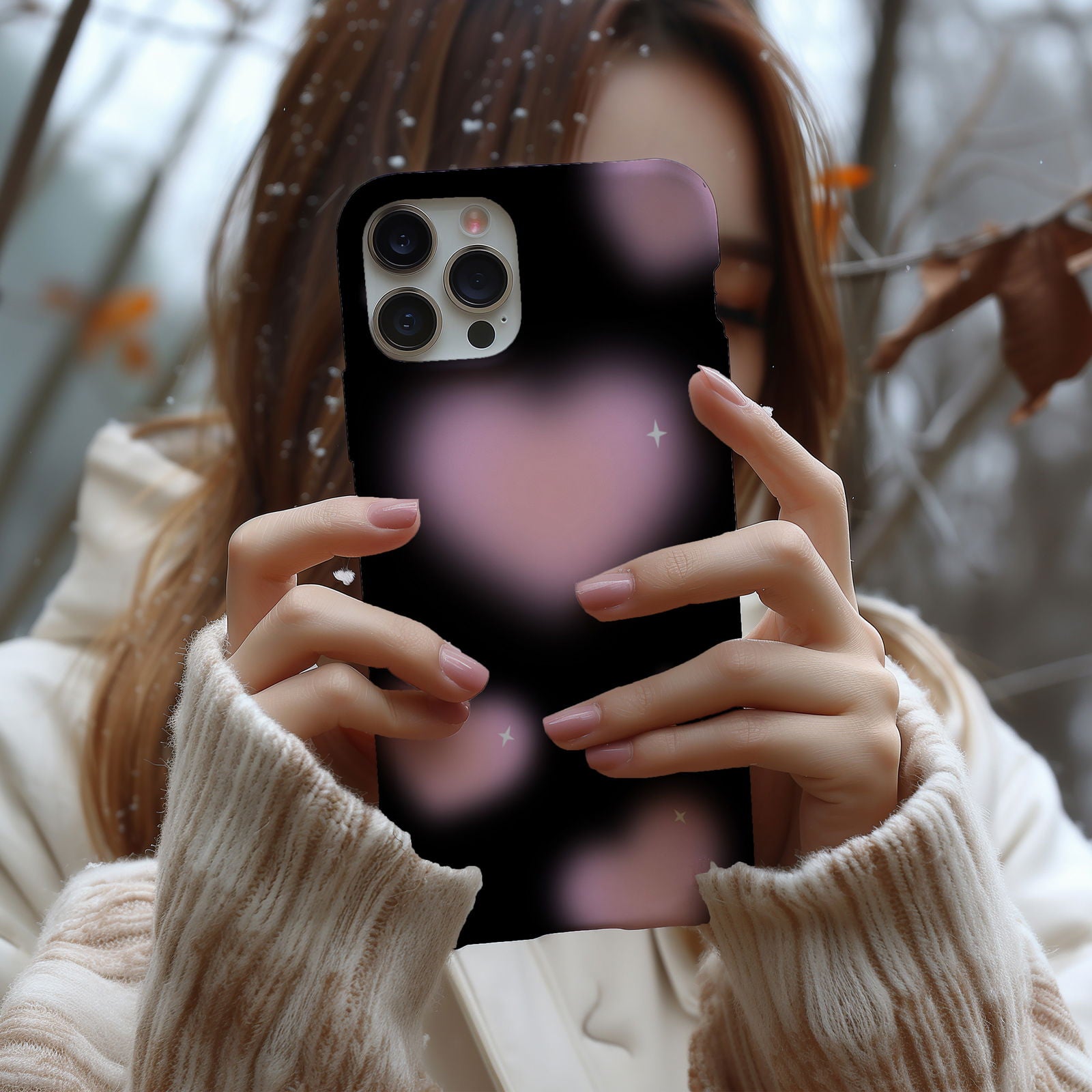 Black and Pink Blurry Hearts Magsafe iPhone Case - Techy Treasures -  