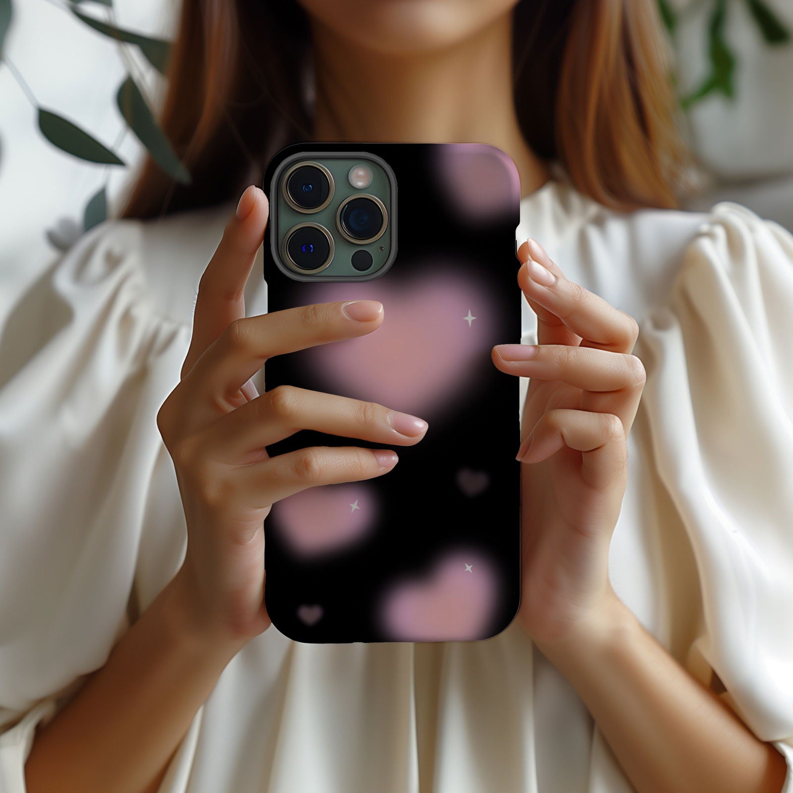 Black and Pink Blurry Hearts Magsafe iPhone Case - Techy Treasures -  
