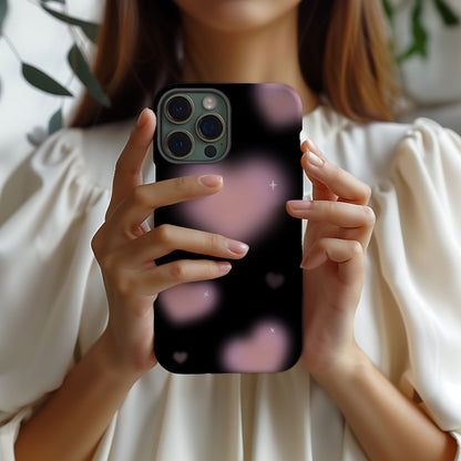 Black and Pink Blurry Hearts Magsafe iPhone Case - Techy Treasures -  