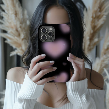 Black and Pink Blurry Hearts Magsafe iPhone Case - Techy Treasures -  
