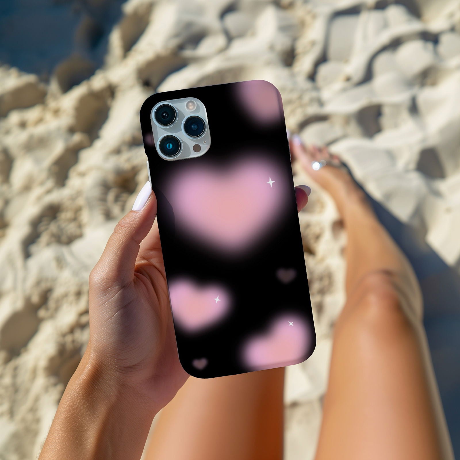 Black and Pink Blurry Hearts Magsafe iPhone Case - Techy Treasures -  