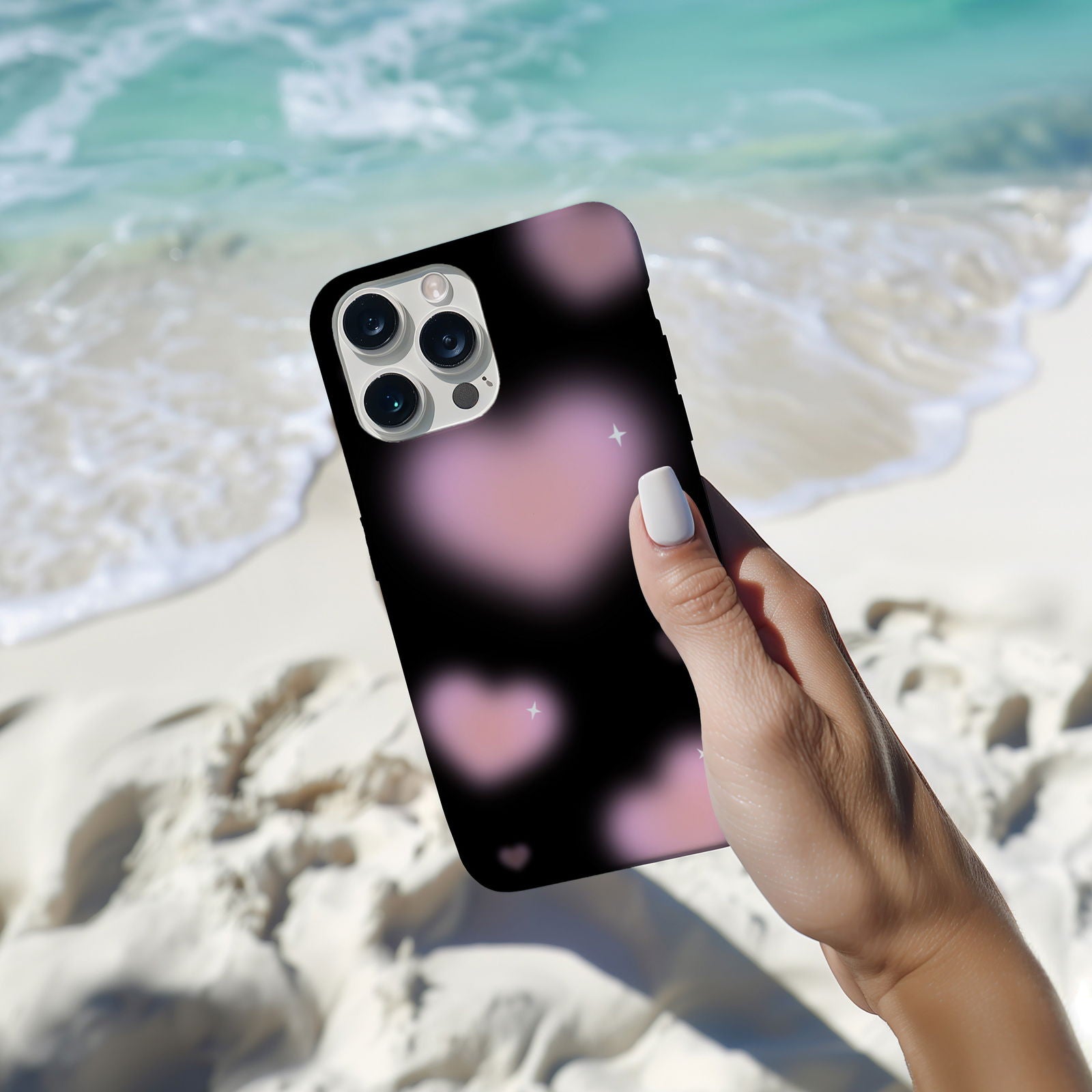 Black and Pink Blurry Hearts Magsafe iPhone Case - Techy Treasures -  