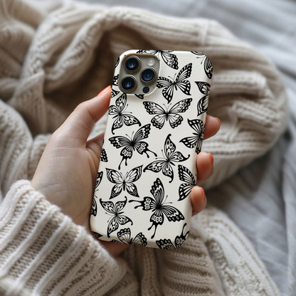 Black and White Butterfly Design MagSafe iPhone Case - Featuring an Array of Vibrant Butterflies, Combining Style and Functionality. - Techy Treasures -  