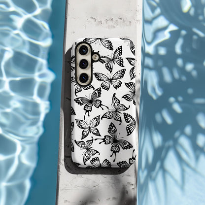 Black and White Butterfly Design MagSafe iPhone Case - Featuring an Array of Vibrant Butterflies, Combining Style and Functionality. - Techy Treasures -  